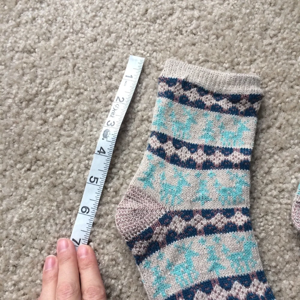 Reindeer Fair Isle Printed Crew Knit Socks